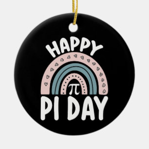 Happy Pi Day Boho Rainbow Mathematic Keramik Ornament