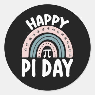 Happy Pi Day Boho Rainbow Mathematic Runder Aufkleber