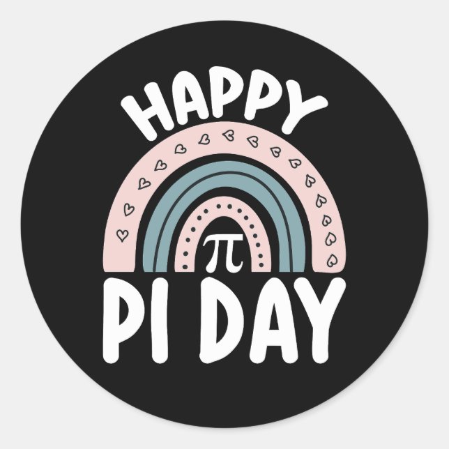 Happy Pi Day Boho Rainbow Mathematic Runder Aufkleber (Vorderseite)
