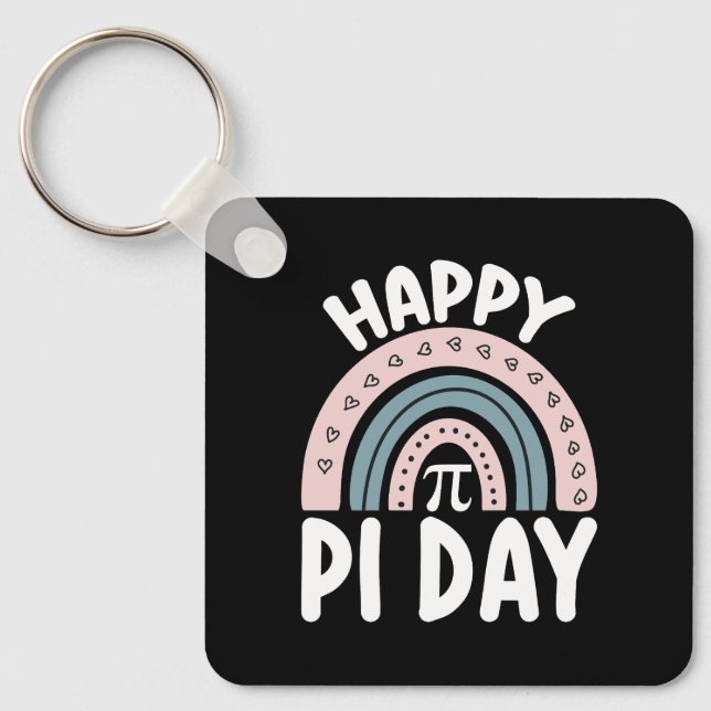 Happy Pi Day Boho Rainbow Mathematic Schlüsselanhänger (Vorderseite)