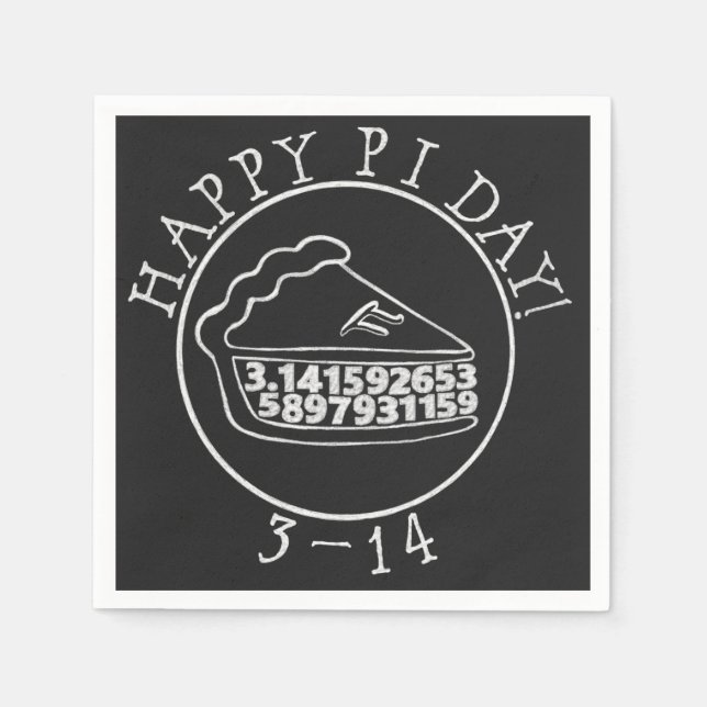 Happy Pi Day Chalkboard Pie Papierservietten (Vorderseite)