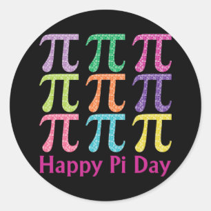 Happy Pi Day Colorful Tiles.png Runder Aufkleber