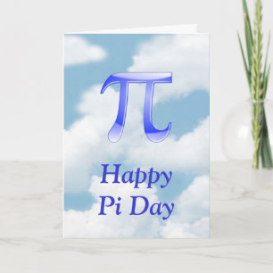Happy Pi Day Pi im Himmel mit blauen Wolken Karte