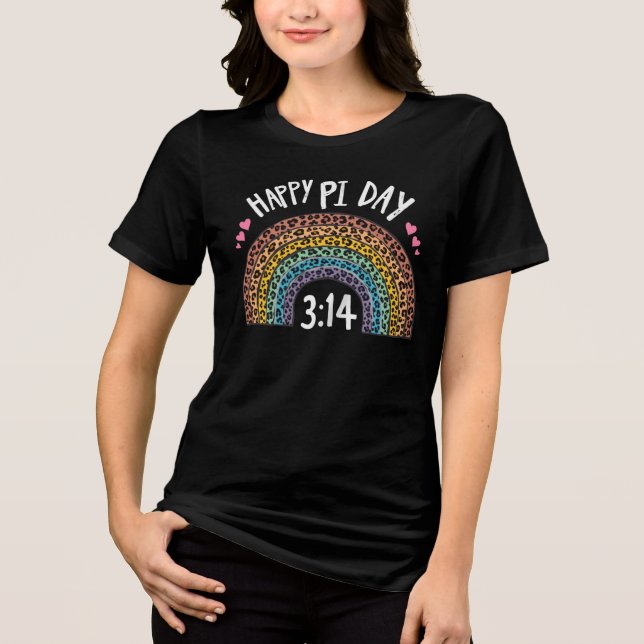 Happy Pi Day Rainbow Leopard Print Tri-Blend Shirt (Vorderseite)