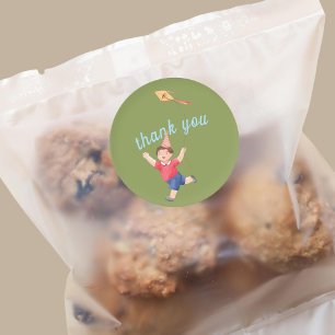 Happy Picnic Birthday Kids Boy Garden Danke Runder Aufkleber