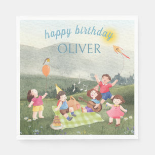 Happy Picnic Editable Geburtstag Kinder Junge Einl Serviette