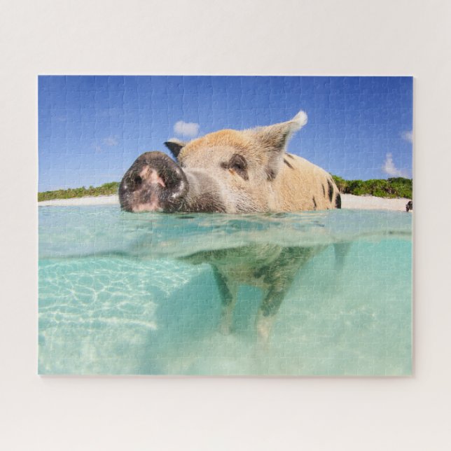 Happy Pig am Strand Jigsaw Puzzle (Horizontal)