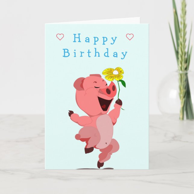 Happy Pig Birthday Card Karte (Vorderseite)
