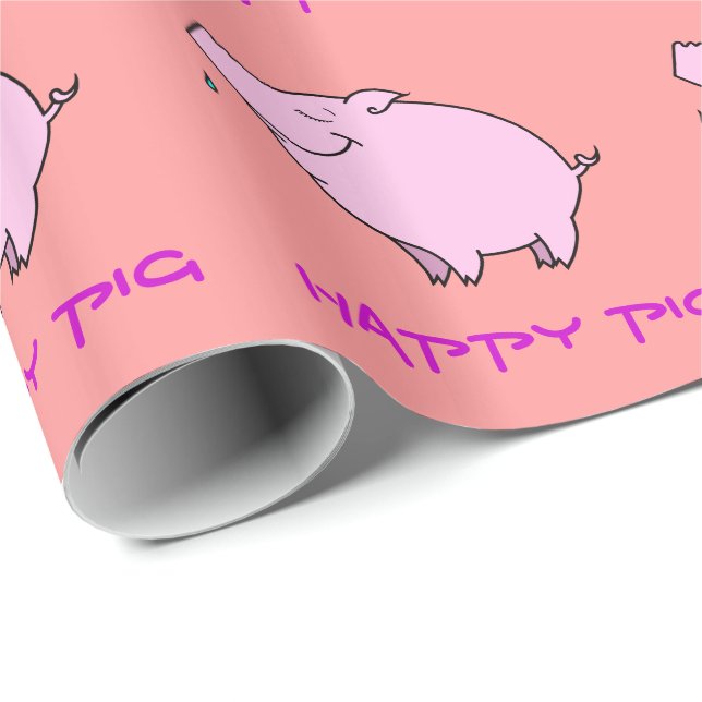 Happy Pig Glossy Wrapping Paper Geschenkpapier (Rolleneckpunkt)