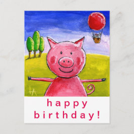 Happy Pig Happy Birthday Postkarte