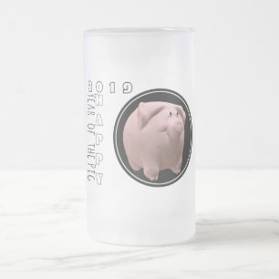 Happy PIg Jahr 2019 3D Mattiert Glass Tasse 2