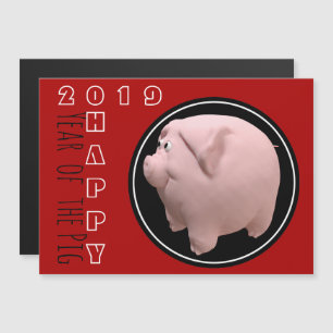 Happy PIg Jahr 2019 3D wählen Farbe 1 Magnetic C Magneteinladung