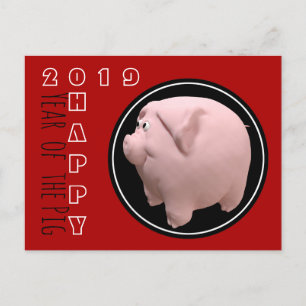 Happy PIg Jahr 2019 3D Wählen Sie Farbe Postkarte 