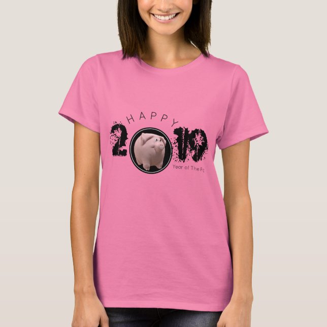 Happy PIg Jahr 2019 Original 3D Frauen T-Shirt (Vorderseite)