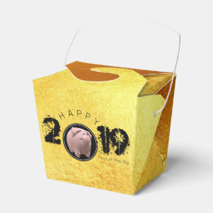 Happy PIg Jahr 2019 Original 3D Gold Gefallen Box  Geschenkschachtel