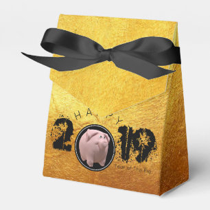 Happy PIg Jahr 2019 Original 3D Gold Gefälligkeit  Geschenkschachtel