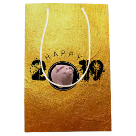 Happy PIg Jahr 2019 Original 3D Gold M Geschenktas Mittlere Geschenktüte