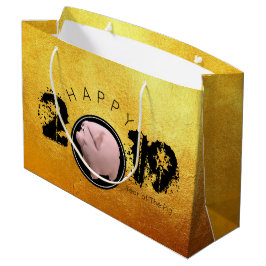 Happy PIg Jahr 2019 Original 3D golden L Geschenkt Große Geschenktüte
