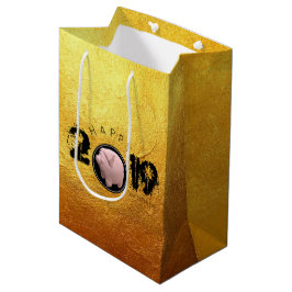 Happy PIg Jahr 2019 Original 3D golden M Geschenkt Mittlere Geschenktüte