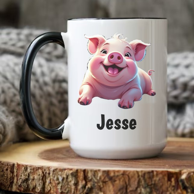 Happy Pig Kaffeetasse (Personalized gift mug)