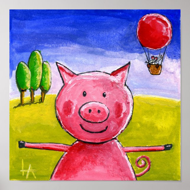 Happy Pig Poster (Vorne)