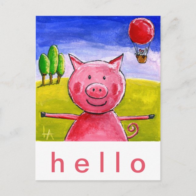Happy Pig Postkarte (Vorderseite)