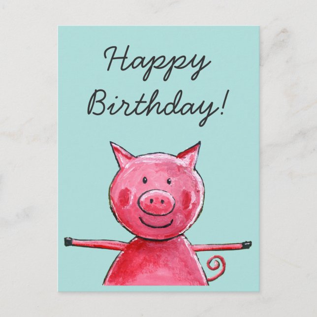 Happy Pig Postkarte (Vorderseite)