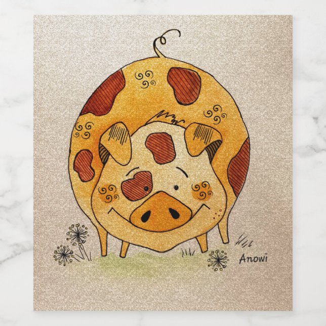 Happy pig weinetikett (Einzelnes Label)