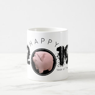 Happy PIg Year Large 2019 Original 3D-Tasse Kaffeetasse