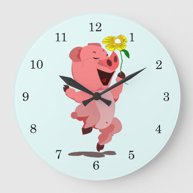 Happy Piggy Große Wanduhr (Vorderseite)