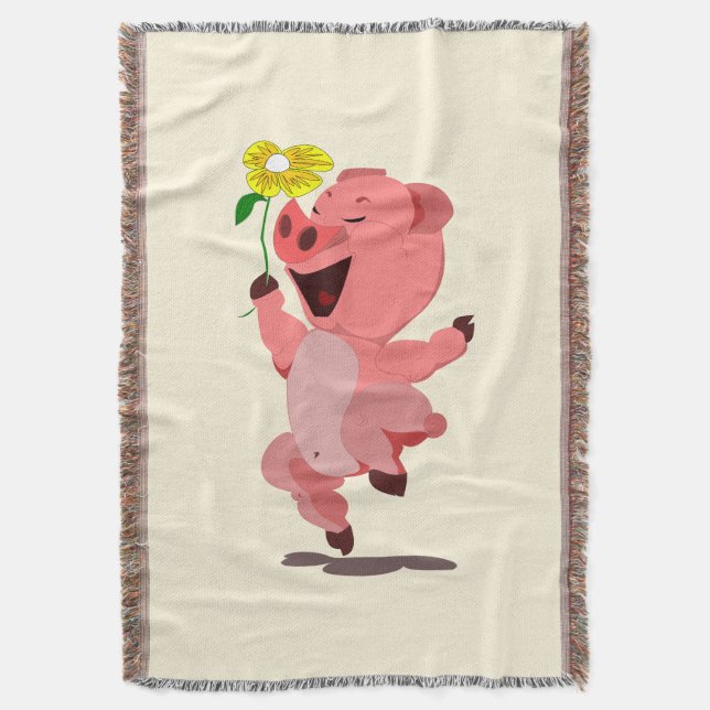 Happy Piglet Throw Blanket Decke (Vorderseite Vertikal)