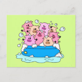 Happy Pigs Illustration Postkarte