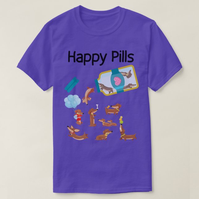 Happy Pillen Dackel Hunde Niedliche Dackel Liebhab T-Shirt (Design vorne)