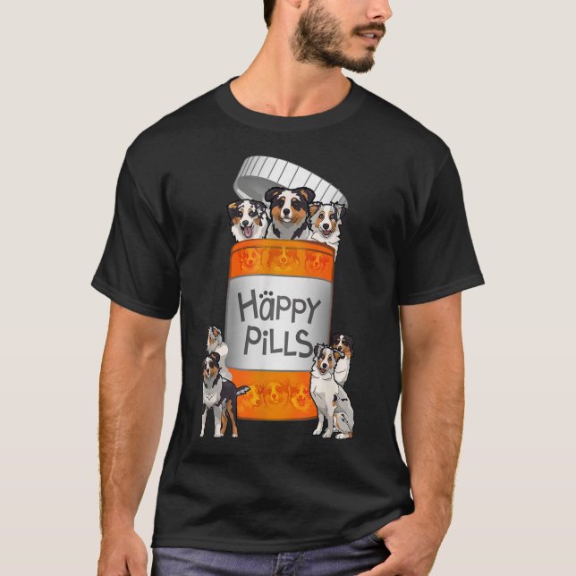 Happy Pills Australian Shepherd T-Shirt (Vorderseite)