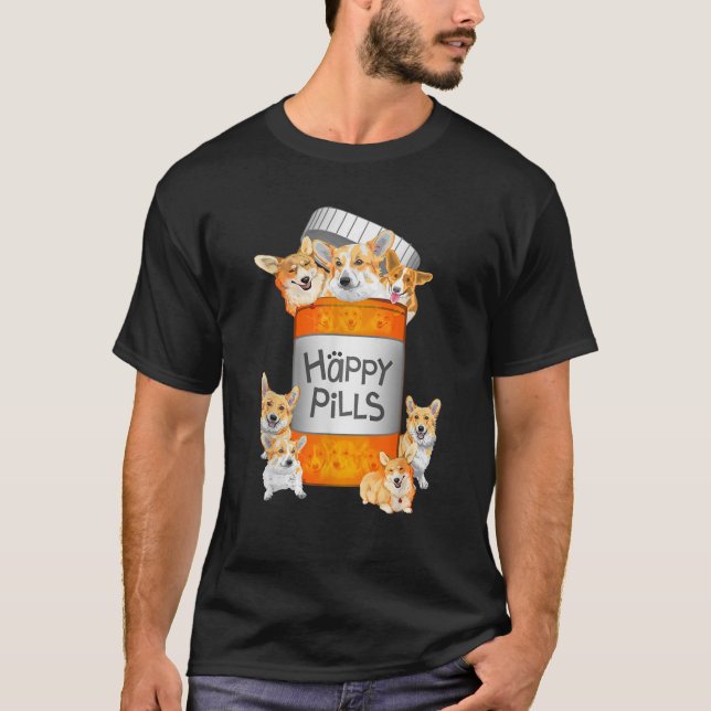 Happy Pills Corgi T Shirt (Vorderseite)