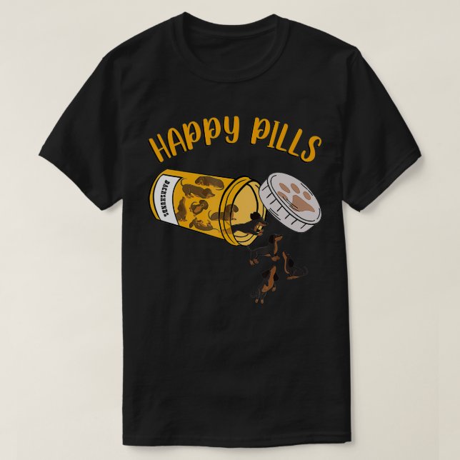 Happy Pills Dackel Hund in Liebe Hunde  T-Shirt (Design vorne)