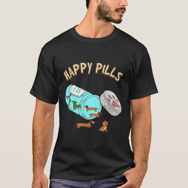 Happy Pills Dackel Hund Lover T-Shirt (Vorderseite)
