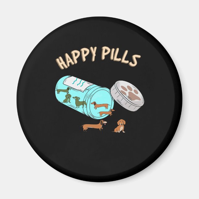 Happy Pills Dackel Niedlich Hund Lover Magnet (Vorne)