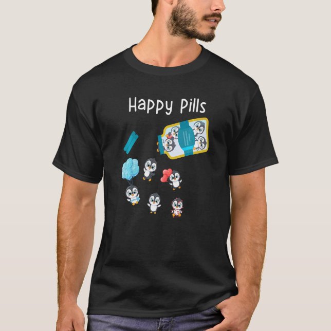 Happy Pills Pinguin Niedlich T-Shirt (Vorderseite)