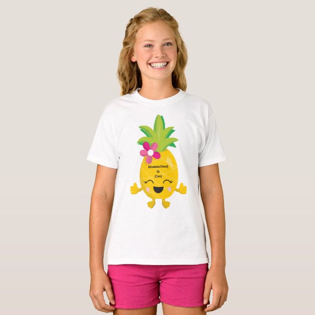 Happy Pineape Homeschool ist Cool T-Shirt (Vorne ganz)