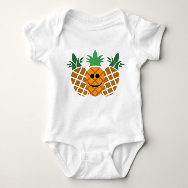 Happy Pineaple Design - Baby Jersey Bodysuit Strampler (Vorderseite)