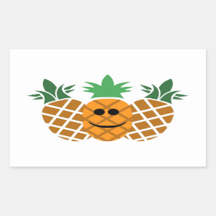 Happy Pineaple Design - Classic Round Sticker, Gl Rechteckiger Aufkleber