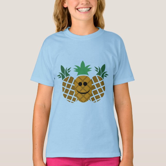 Happy Pineaple Design - Girls' Basic T - Shirt (Vorderseite)