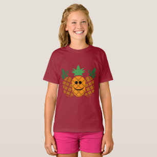Happy Pineaple Design - Girls' Basic T - Shirt