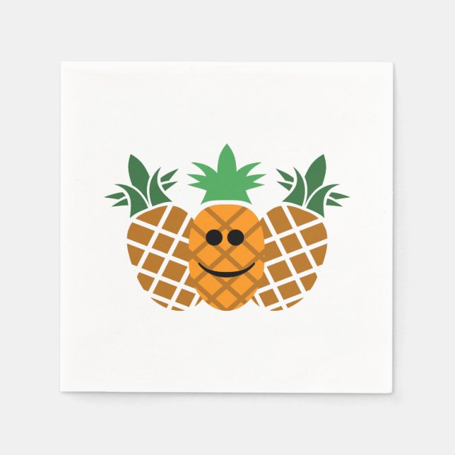 Happy Pineapse Design - White Standard Cocktail P Serviette (Vorderseite)