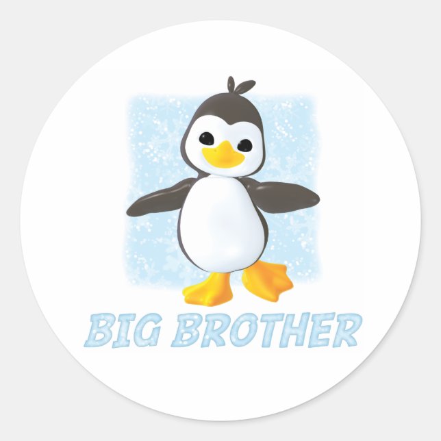 Happy Pinguin Big Brother Classic Round Sticker (Vorderseite)