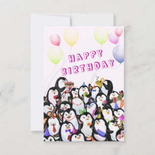 Happy Pinguin Party Geburtstagskarte - individuell Karte