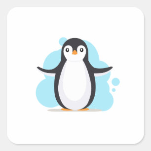 Happy Pinguin Quadratischer Aufkleber