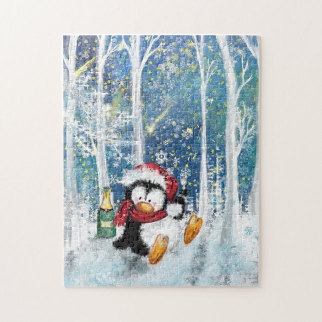 Happy Pinguin - Weihnachts-Feier Spaß Malerei Puzzle (Vertikal)