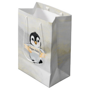 Happy Pinguin wünscht Ihnen einen schönen Geburtst Mittlere Geschenktüte
